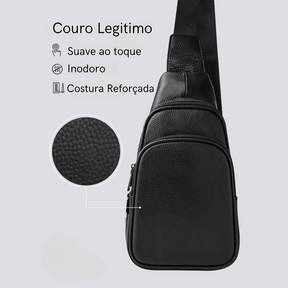 Shoulder Bag Masculina Transversal em Couro