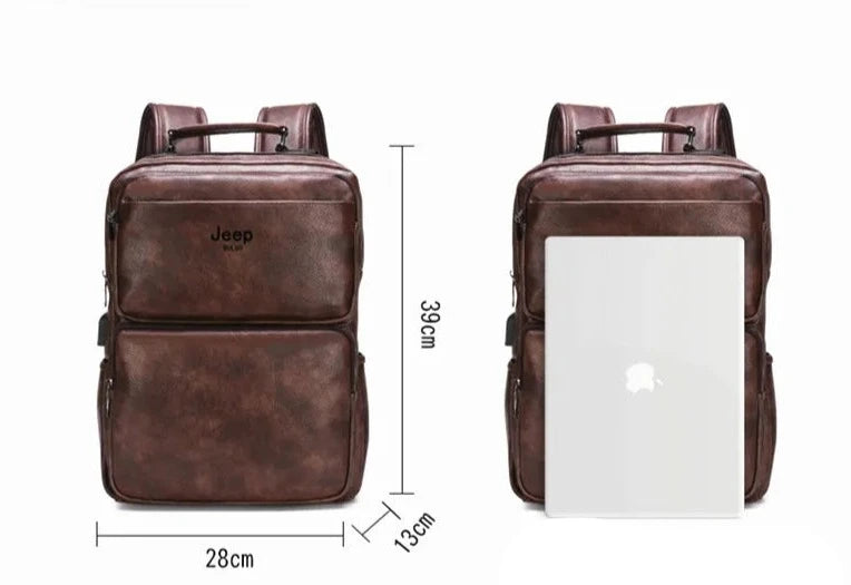 Mochila de Couro Jeep Dinâmica Para Notebook 17"