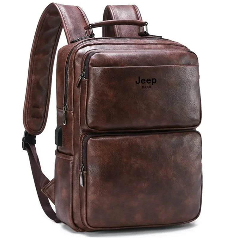 Mochila de Couro Jeep Dinâmica Para Notebook 17"