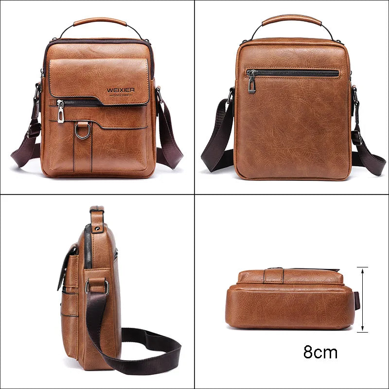 Bolsa de Ombro Masculina Com Alça de Couro - Weixier